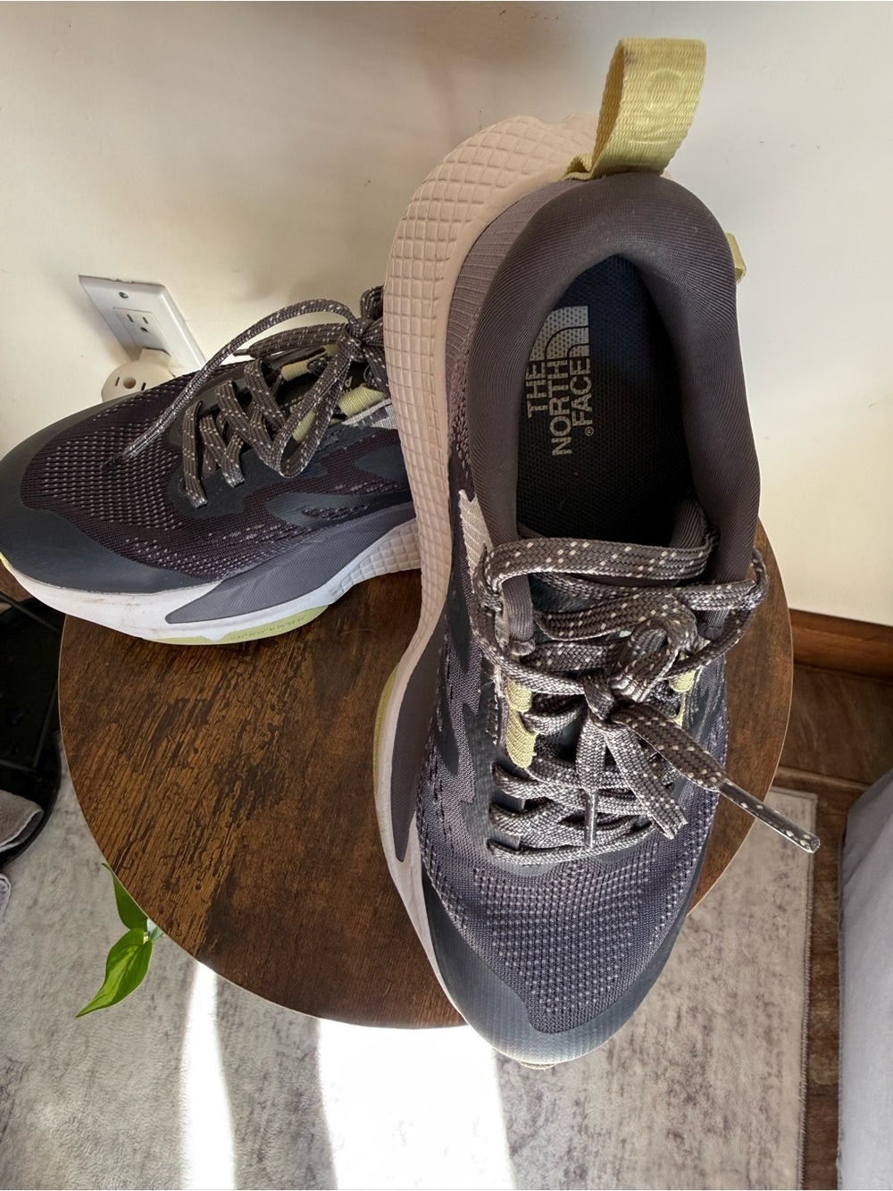 The North Face Women’s Charcoal and Yellow Lace-Up Trail Sneakers